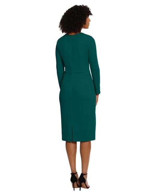Maggy London Green Scuba-crepe Gathered Midi Dress