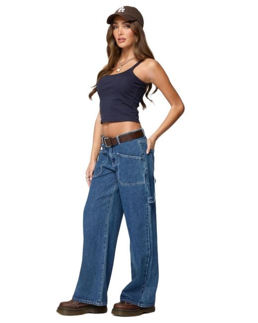 Edikted Blue Basic Babe Tank Top