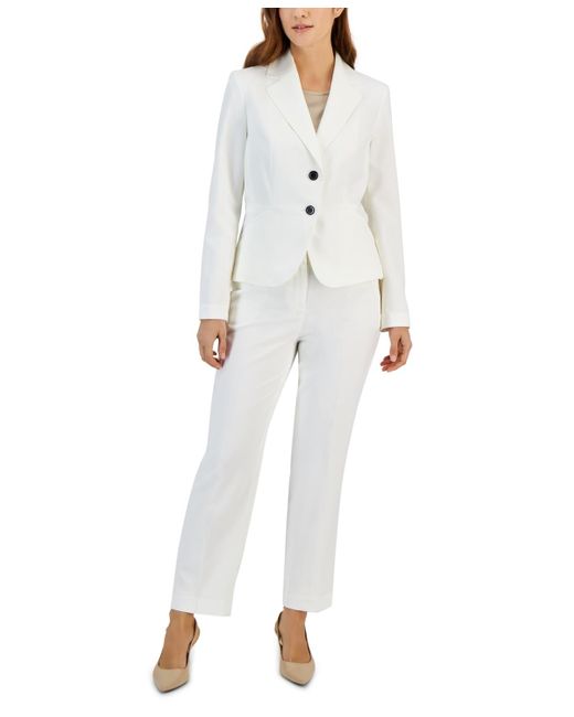 Le Suit White Two-button Blazer & Pants Suit