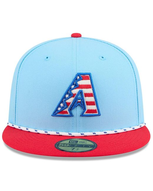 KTZ Light Blue/red Arizona Diamondbacks 2025 Fourth Of July 59fifty Fitted Hat for men