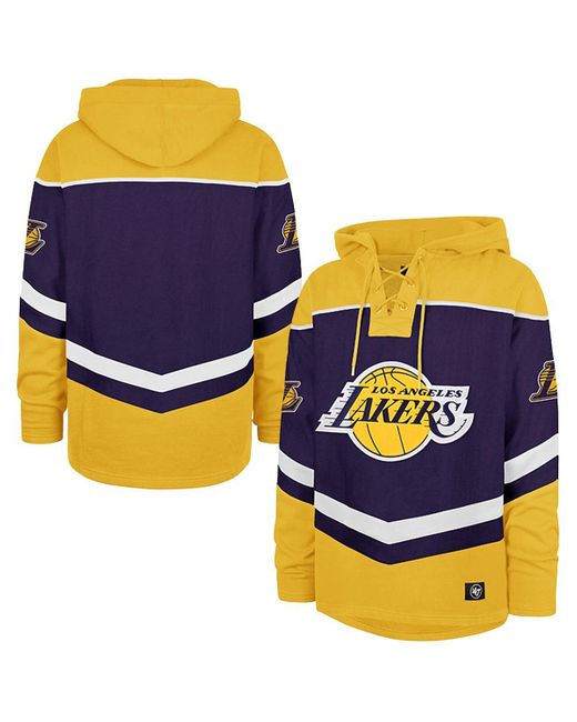 '47 Blue Los Angeles Lakers Oversized Tri-satin Layup Lacer Pullover Hoodie for men