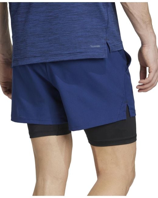 Adidas Blue Gym 2-in-1 7" Shorts for men