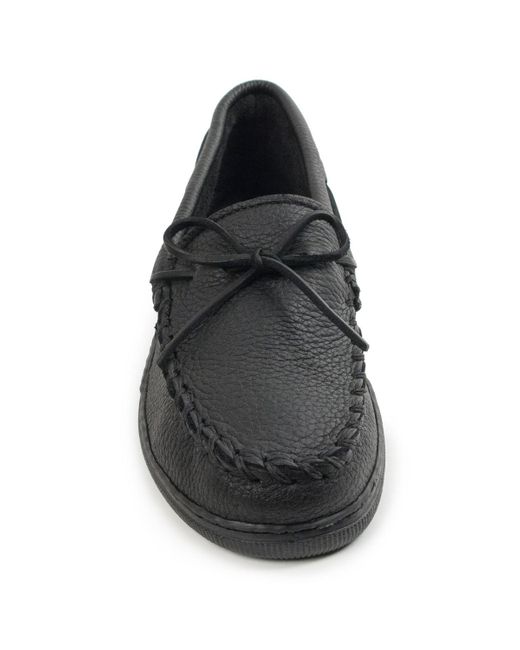 Minnetonka Black Moosehide Classic Loafers for men