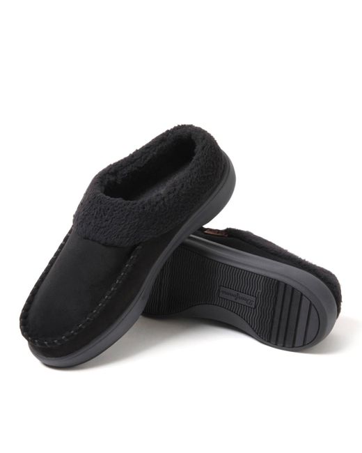 Dearfoams Black Maple Moccasin Toe Clog House Shoe Slipper
