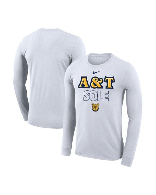 Nike White North Carolina A&t Aggies On Court Bench Long Sleeve Tshirt