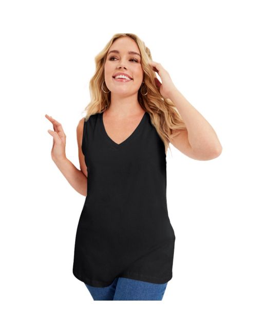 June + Vie Black June + Vie Plus Size V-neck One + Only Tank Top
