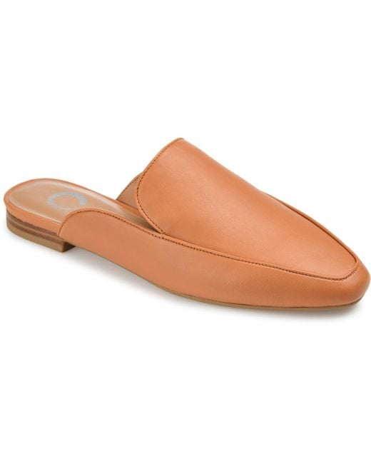 Journee Collection Brown Akza Wide Width Slip On Square Toe Mules Flats