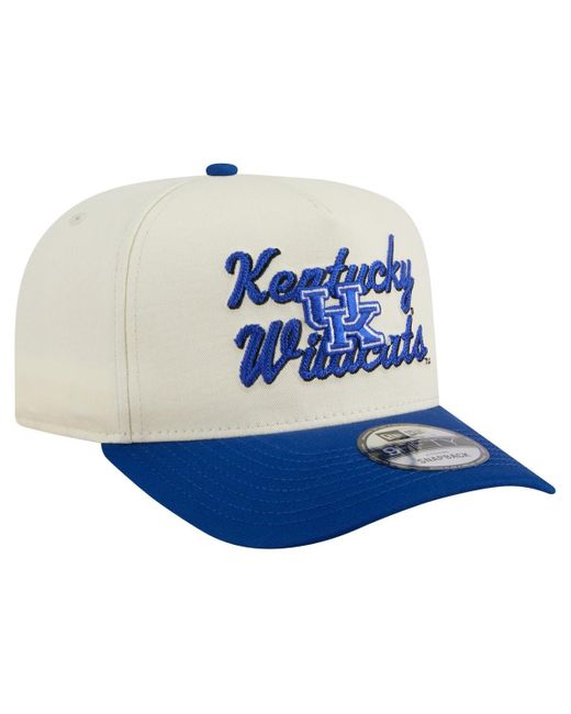 KTZ Blue Cream/royal Kentucky Wildcats Vintage Chainstitch 9fifty A-frame Snapback Hat for men