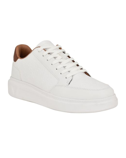 Guess White Creed Branded Lace Up Fashion Sneakers for men