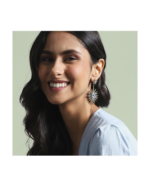SOH Metallic Crystal Rays Drop Earrings