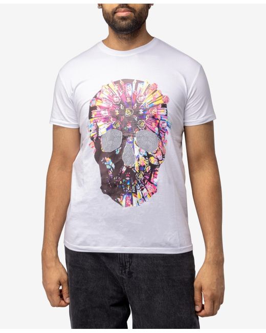 Xray Jeans White X-ray Stone Tee Multi Colored Skull With Silver for men