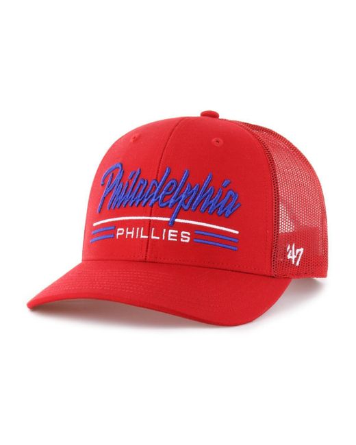 '47 Red Philadelphia Phillies Garner Trucker Adjustable Hat for men
