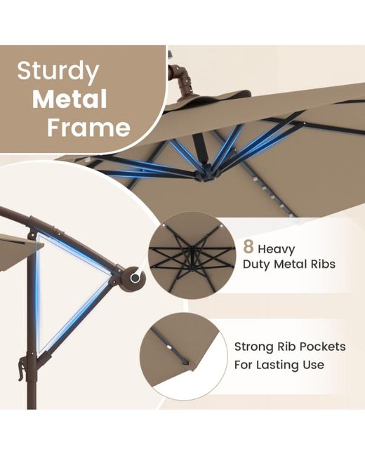 Mecale White 10 Feet Solar Offset Hanging Umbrella