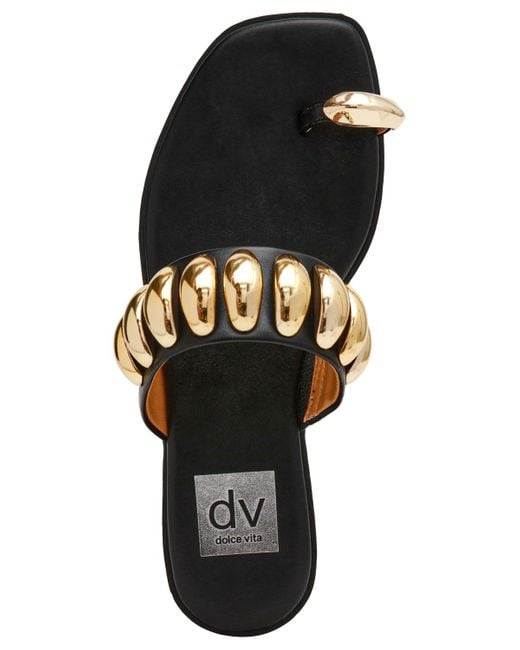 Dolce Vita Metallic Moon Embellished Thong Slide Flat Sandals