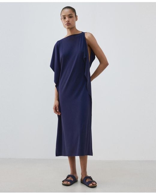 Mango Blue Ruffled Detail Caftan