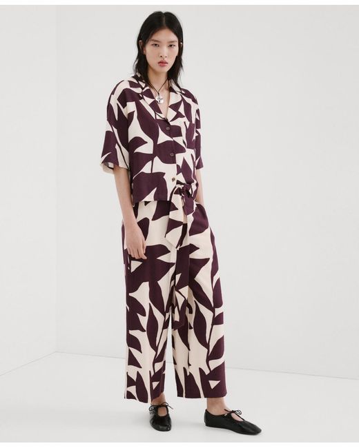 Mango Multicolor Printed Straight Pants