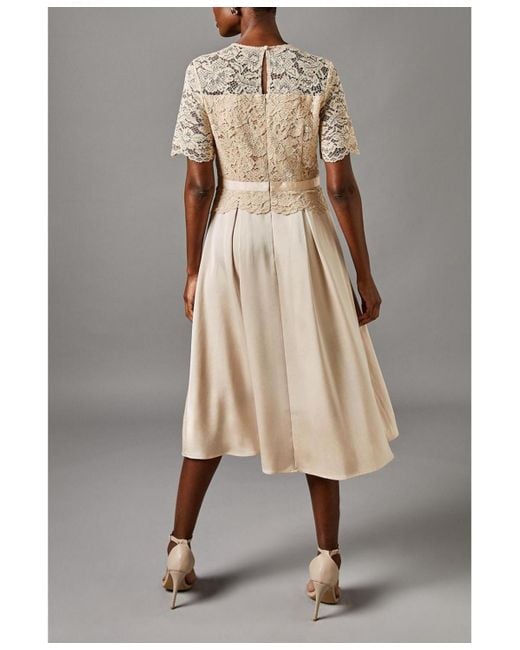 Coast Metallic Lace And Crepe Full Skirted Midi Dress