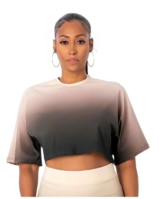 DAI MODA Gray Ombre Oversized Crop Tee
