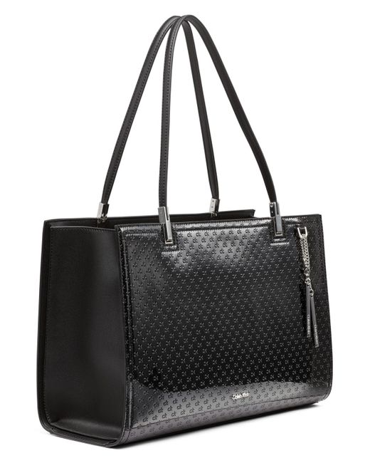 Calvin Klein Black Verne Signature Embossed Tote Bag