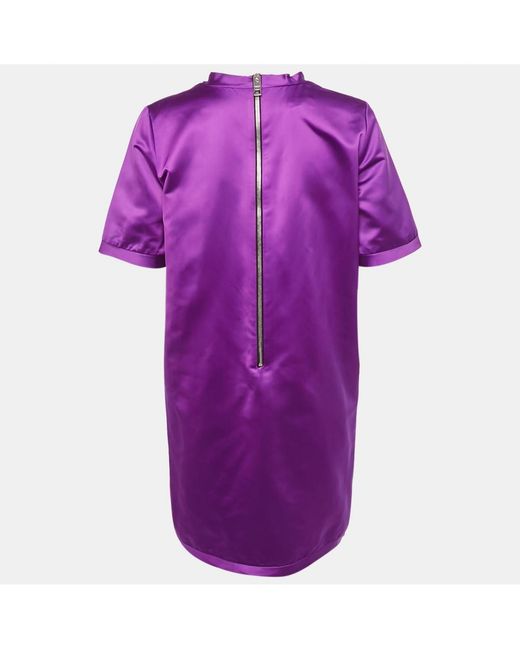 Pre-owned Burberry Purple Satin Shift Dress
