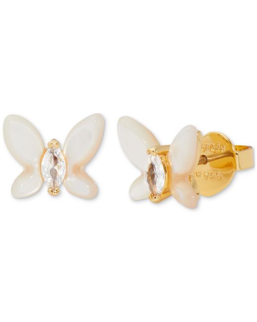 Kate Spade White Gold-tone Cubic Zirconia & Colored Butterfly Mini Stud Earrings