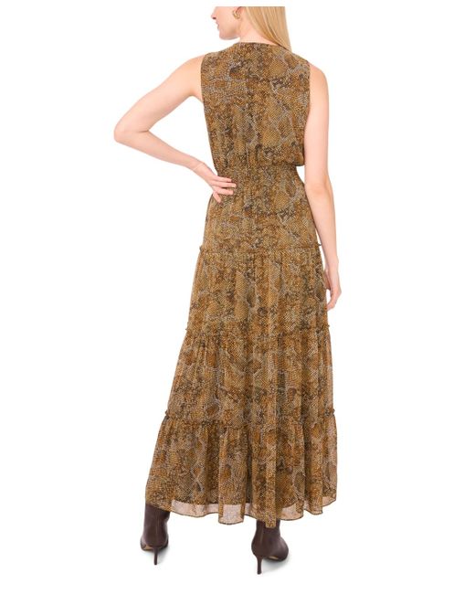 1.STATE Natural Tie Neck Tiered Sleeveless Dress