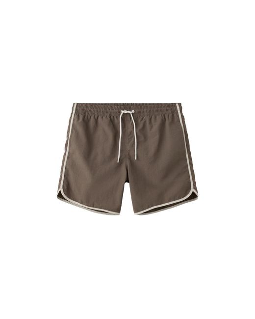 Mango Gray Basic Drawstring Straight-fit Swim Trunks for men