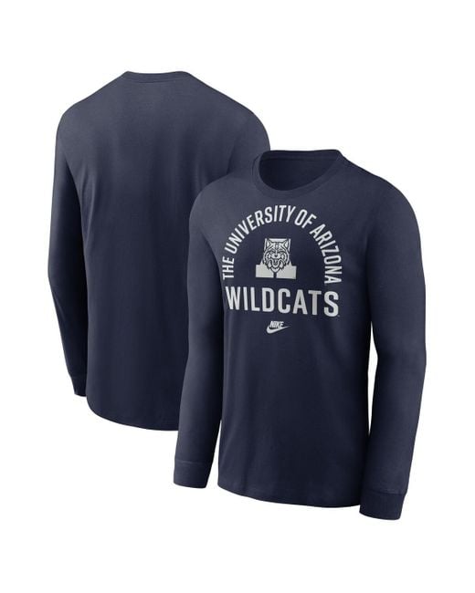 Nike Blue Arizona Wildcats Legacy Arched Logo Long Sleeve T-shirt for men