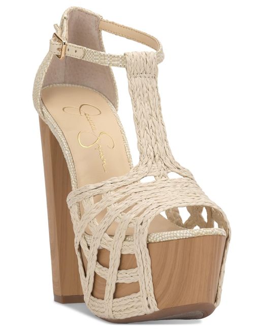 Jessica Simpson Natural Delei Platform High Heel Raffia Dress Sandals