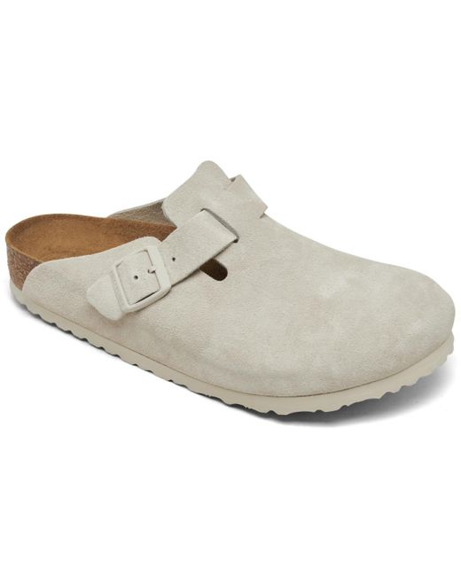 Birkenstock White Boston Soft Footbed Suede Leather Clogs From Finish Line for men