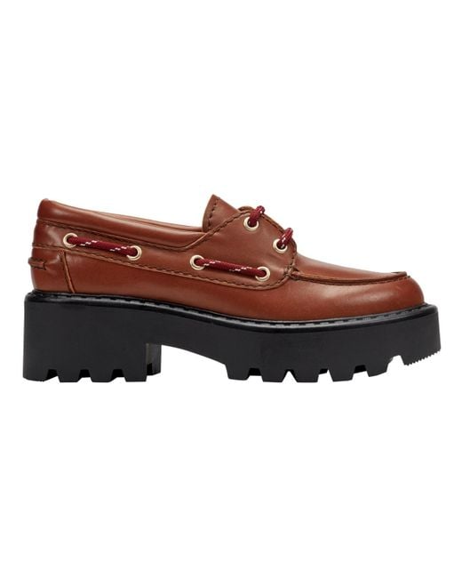 Marc Fisher Brown Peyten Laced Platform Lug Loafers
