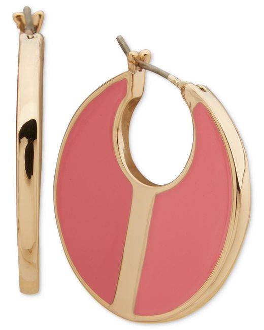 DKNY Pink Gold-tone Extra-small Color Filled Hoop Earrings