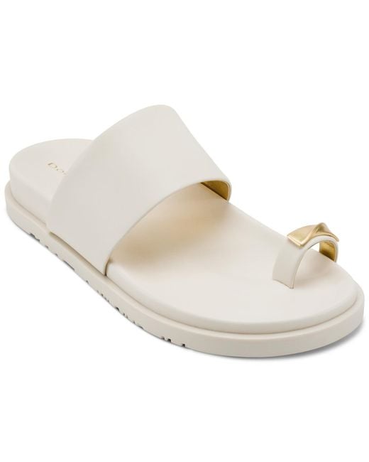 Donna Karan White Hooper Toe Ring Sandals