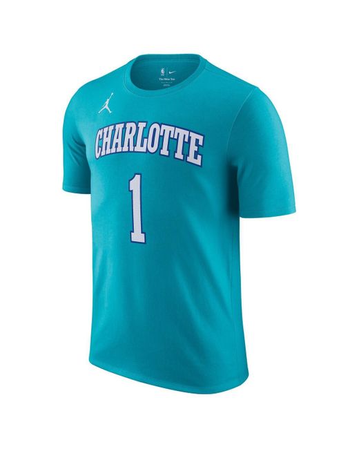 Nike Blue Lamelo Ball Charlotte Hornets 2023/24 Classic Edition Name And Number T-shirt for men