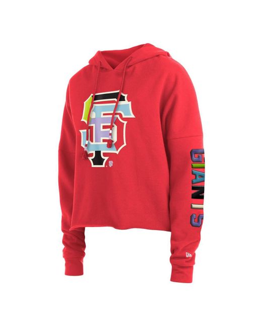 KTZ Red San Francisco Giants Fashion High Hip Pullover Hoodie
