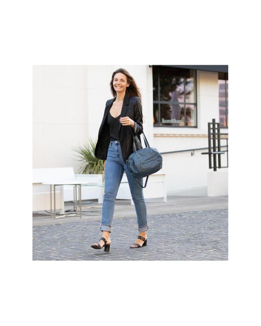 Susu Leather Satchel Bag Blue Shoulder Purse Handbag