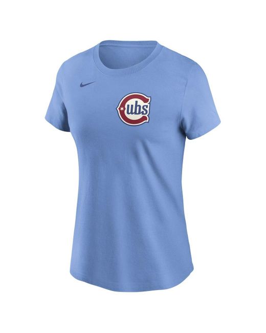 Nike Dansby Swanson Baby Blue Chicago Cubs Fuse Name Number T-shirt