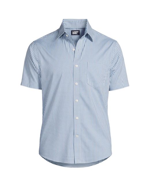 Lands' End Blue Traditional Fit Short Sleeve Travel Kit Shirt for men