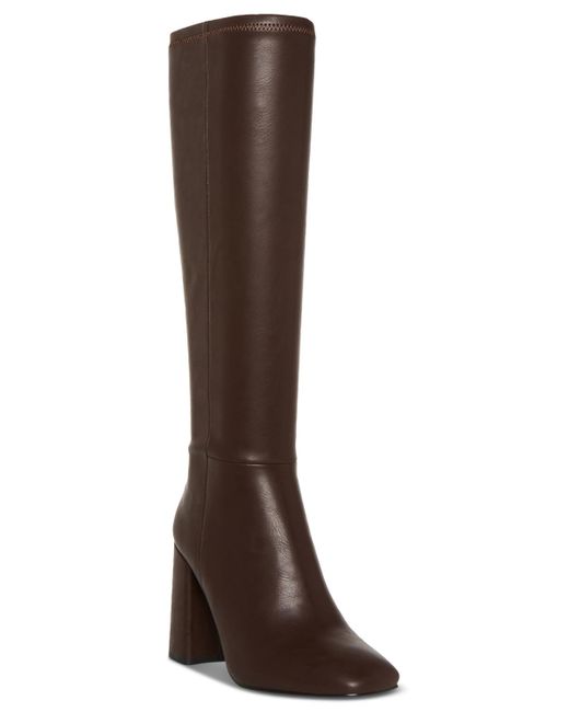 Madden Girl Brown Winslow Block-heel Stretch Dress Boots