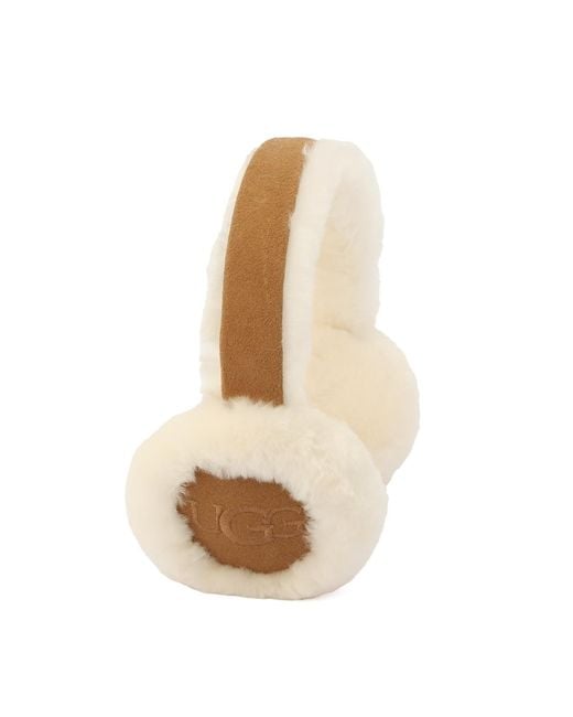 Ugg Natural Embroidered Logo Shearling Earmuffs