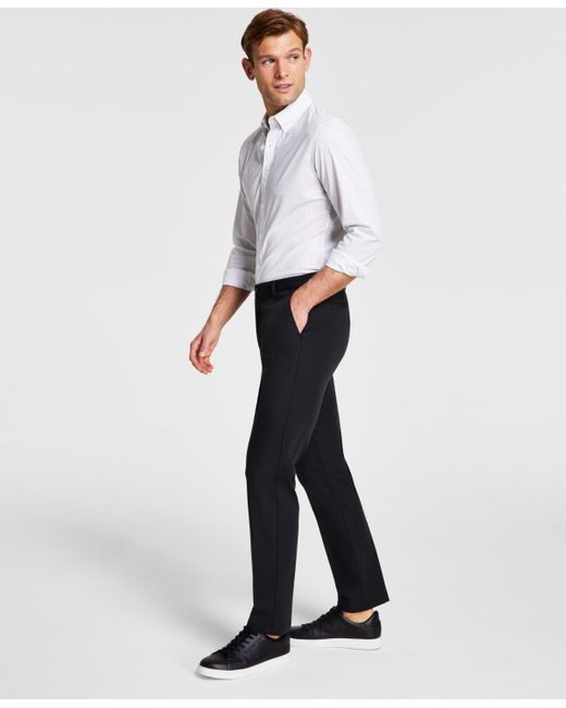 Michael Kors White Classic Fit Flat Front Pants for men