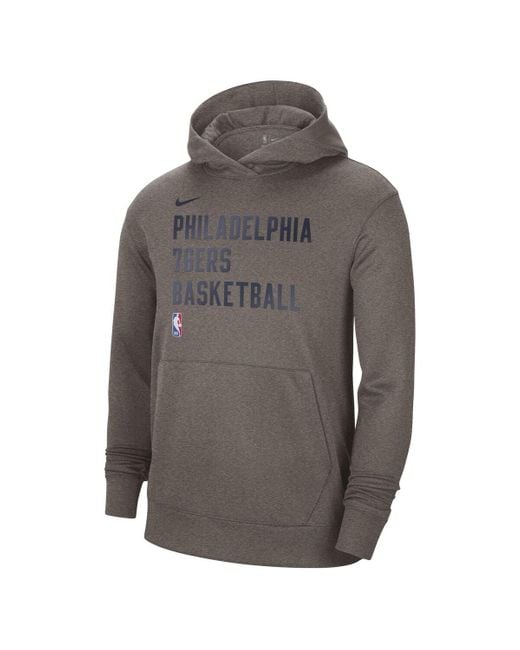 Nike Gray And Philadelphia 76ers 2023/24 Performance Spotlight On-court Practice Pullover Hoodie