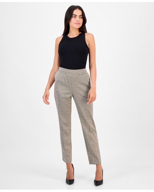 Anne Klein Multicolor Petite Printed Mid-rise Straight-leg Pants
