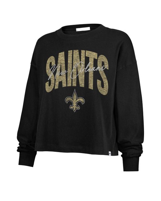 '47 Black New Orleans Saints Muse Sydney Long Sleeve Cropped T-shirt