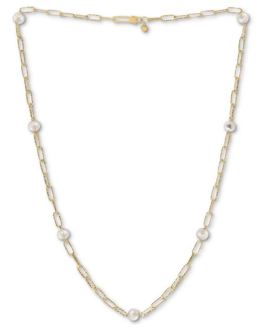 Effy Metallic Effy® Cultured Freshwater Pearl (8mm) 24" Paperclip Statement Necklace In 18k Gold-plated Sterling Silver