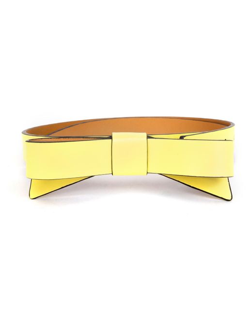 Kate Spade Yellow Leather Bow Belt
