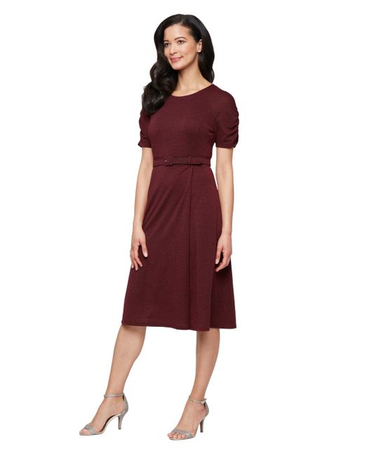 Sl Fashions Crew Neck Sweater Midi Dress in Red | Lyst