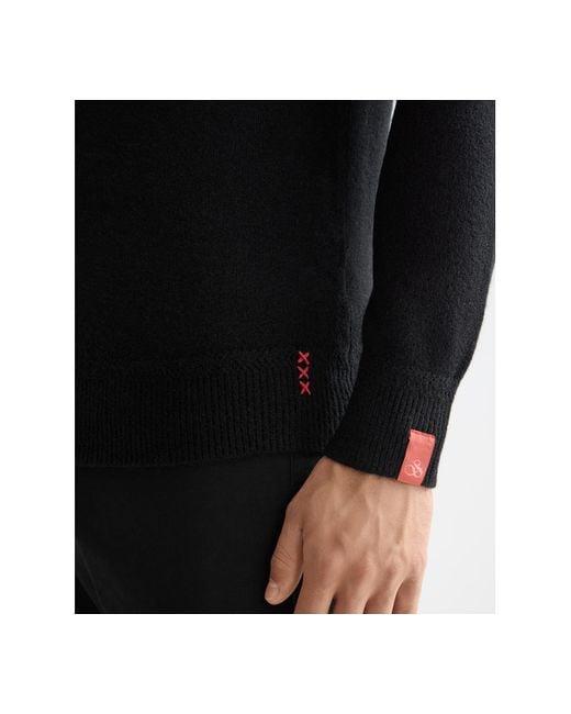 Scotch & Soda Black Solid Crew Neck Sweater for men