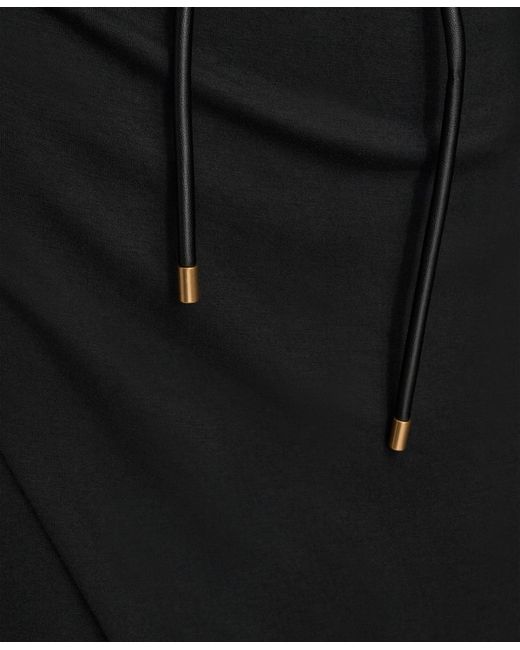 Donna Karan Black Jewel-neck Faux-wrap Dress