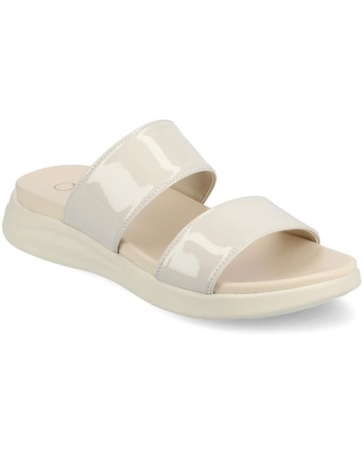 Journee Collection White Janis Double Band Comfort Wedge Sandals